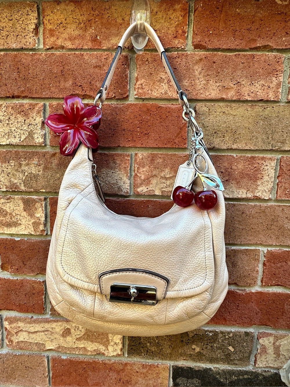 Coach Kristin Pearl Leather Hobo Shoulder Crossbody Bag 19933